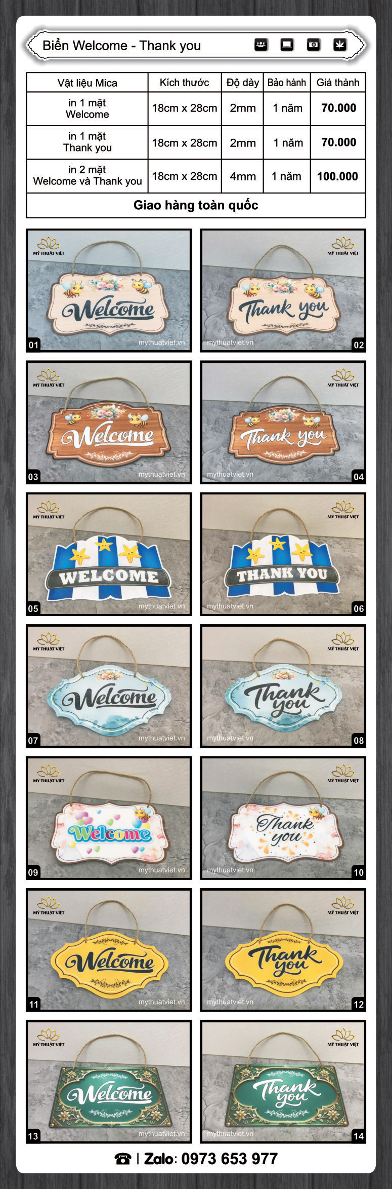 Biển Wecome - Thank You