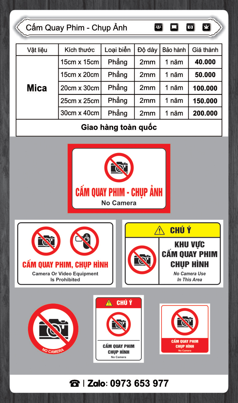Cấm Quay Phim Chụp Ảnh